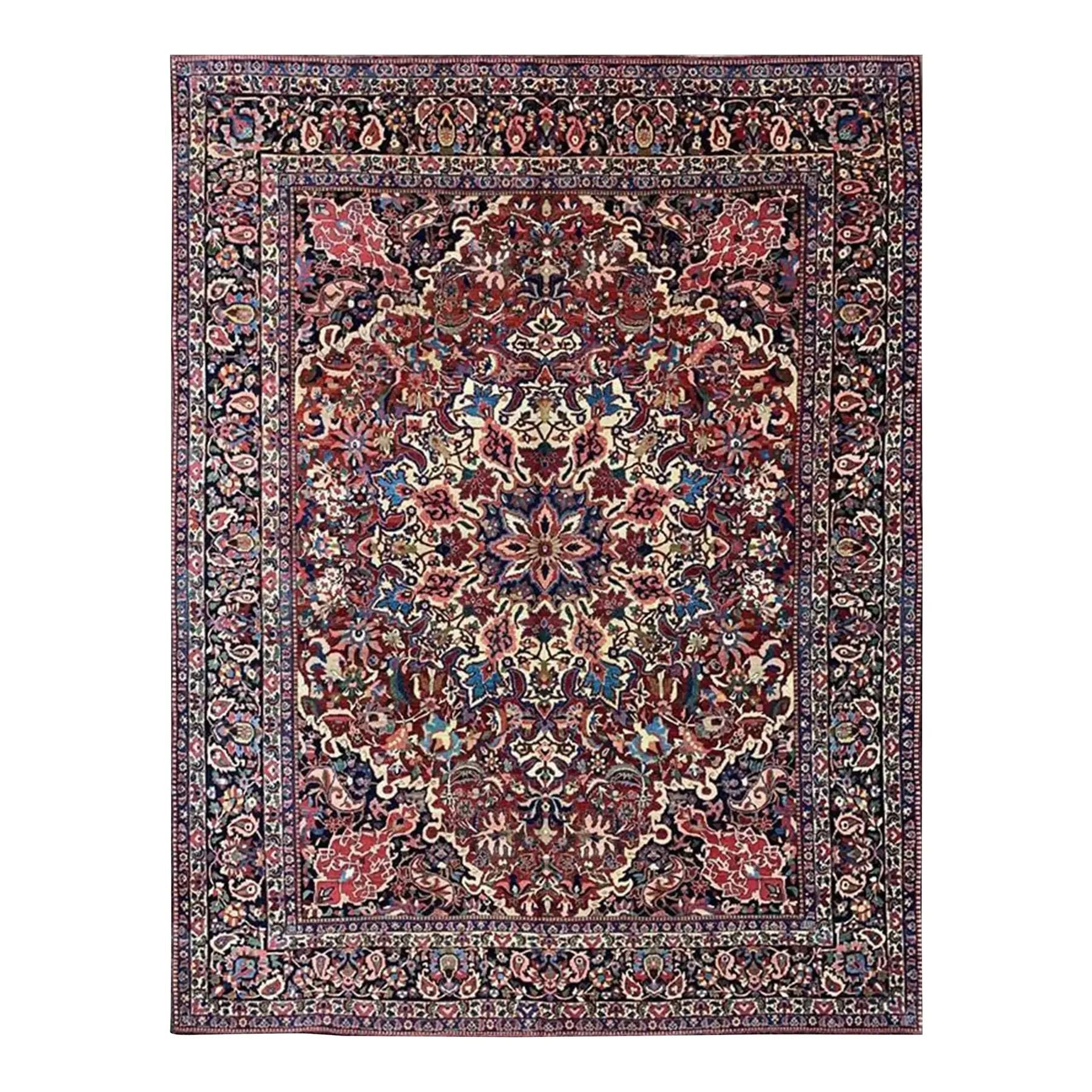 1950s Persian Bakhtiari Sharcord Wool Area Rug, Hand-Knotted Rug, 10′4 x 13'6"