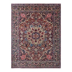 1950s Persian Bakhtiari Sharcord Wool Area Rug, Hand-Knotted Rug, 10′4 x 13'6"