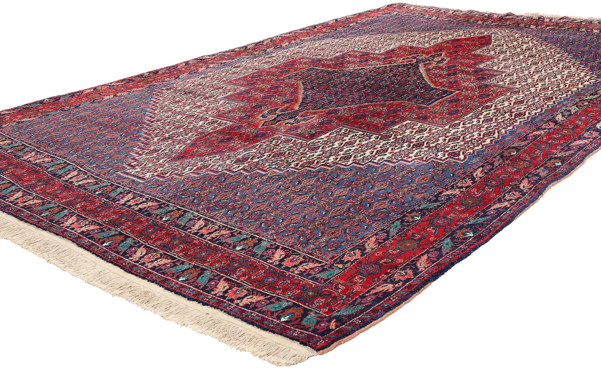 Hand-Knotted 1950's Persian Bijar Carpet with Modern Style For Sale