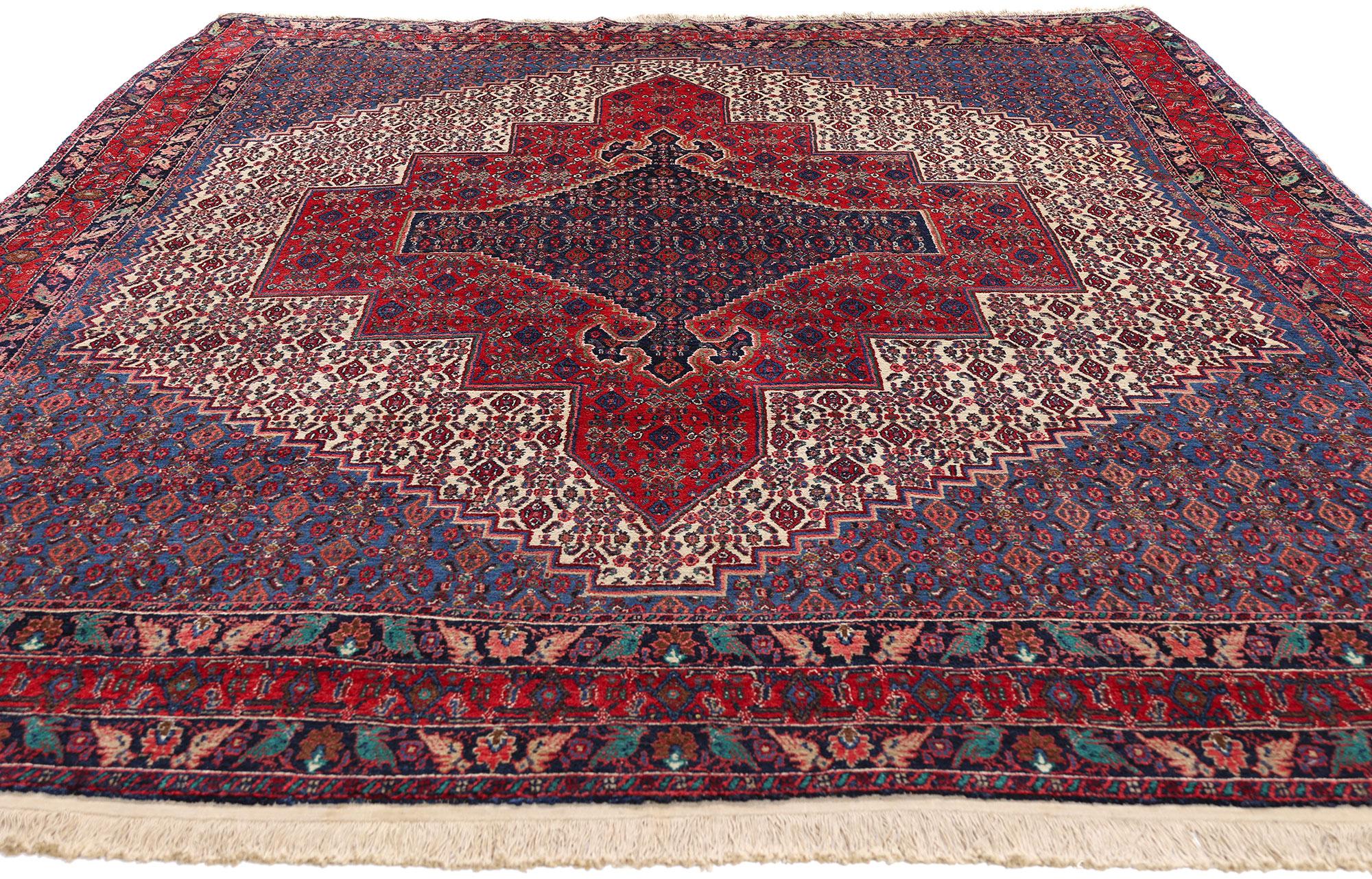Wool 1950's Persian Bijar Carpet with Modern Style For Sale
