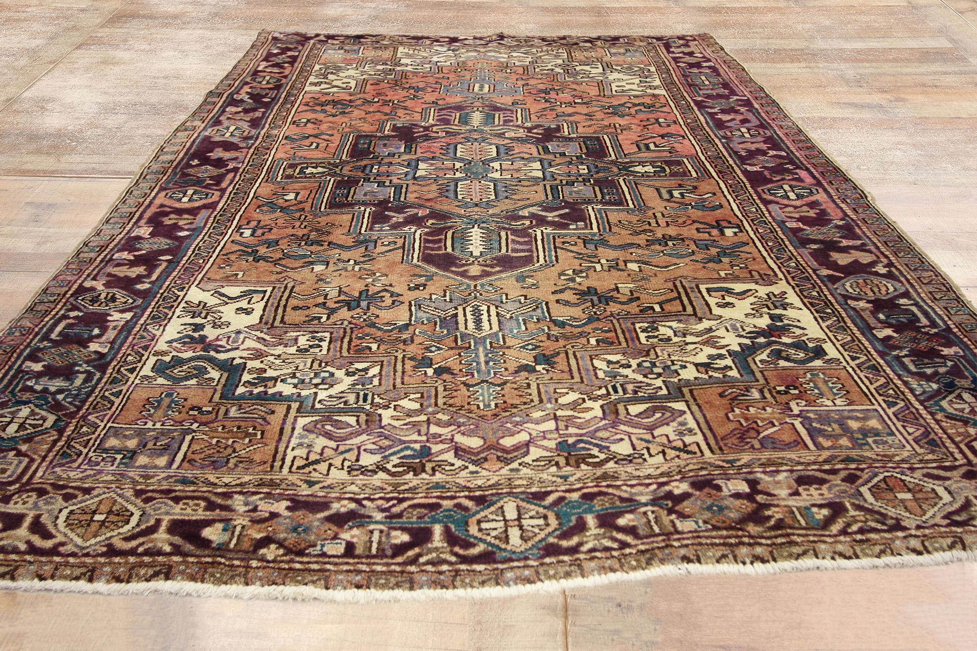 Wool 1950's Persian Heriz Carpet with Traditional Style For Sale
