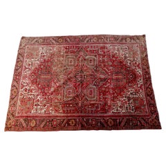 1950s, Persian Heriz Mid-Century Carpet in Red, Blue, Ivory