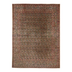 1950s Persian Kerman Handwoven Wool Area Rug, Traditional Floral Medallion