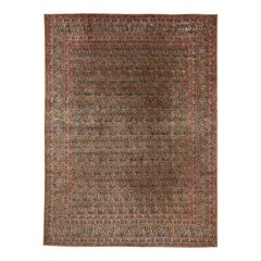 1950s Persian Kerman Handwoven Wool Area Rug, Traditional Floral Medallion