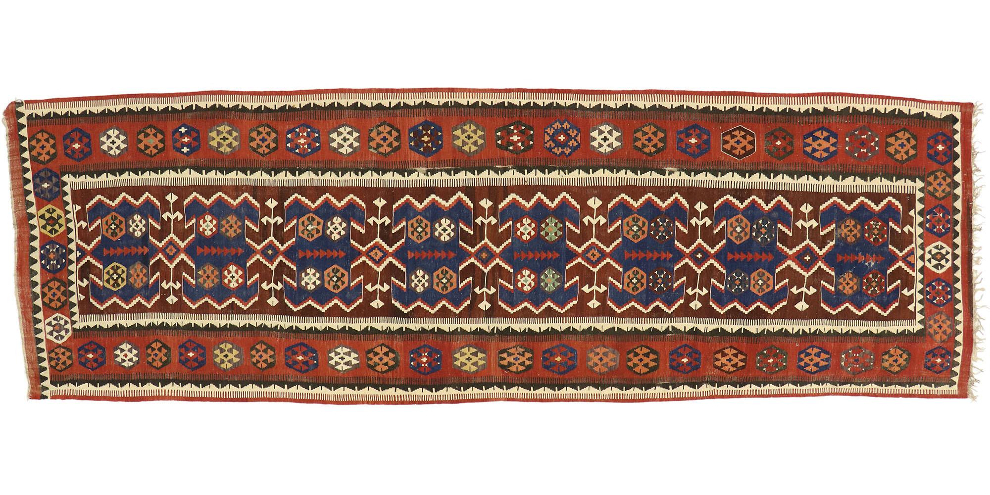1950's Persian Kilim Carpet with Modern Rustic Adirondack Tribal Style For Sale 3