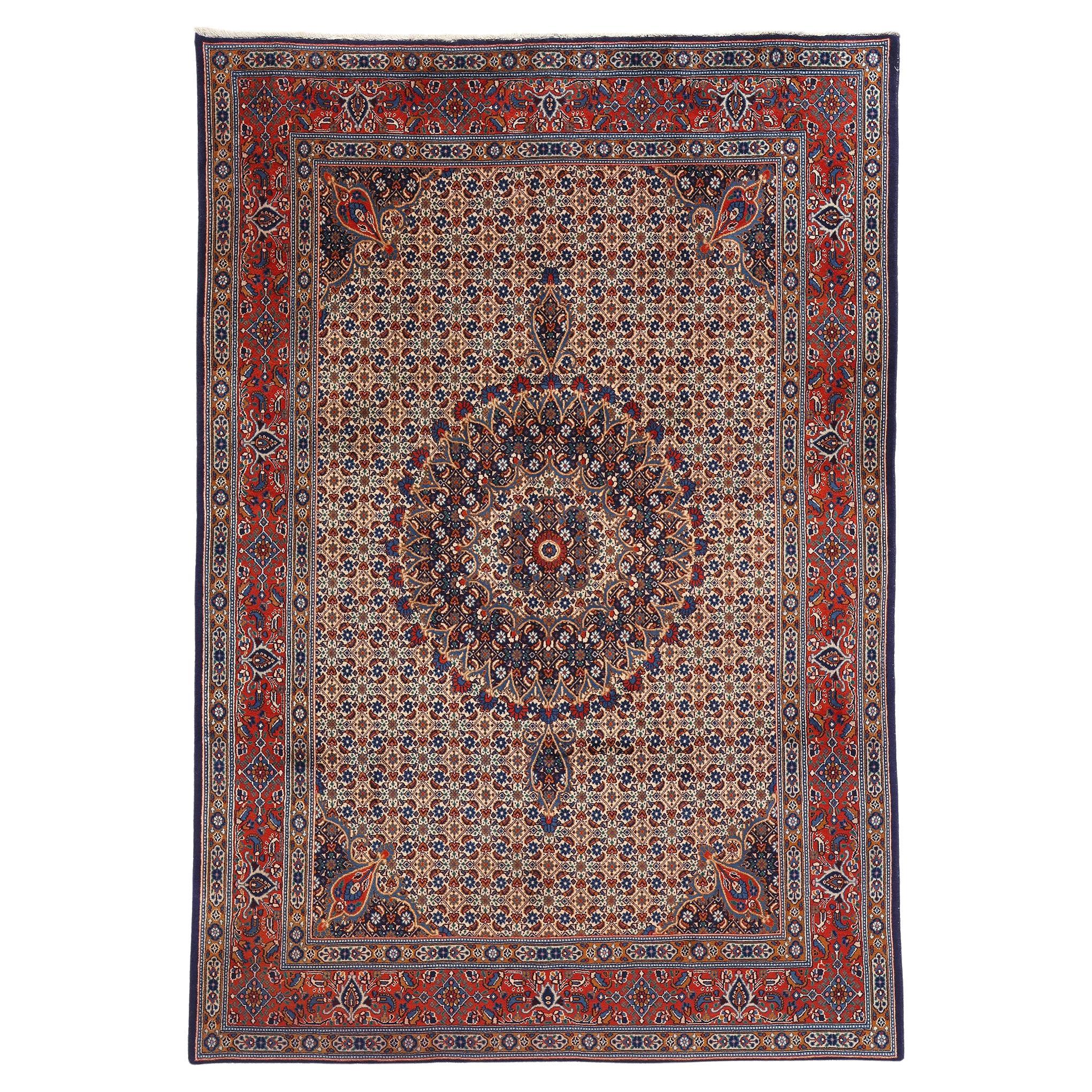 Alfombra persa Mahi Tabriz de 1950 con estilo tradicional