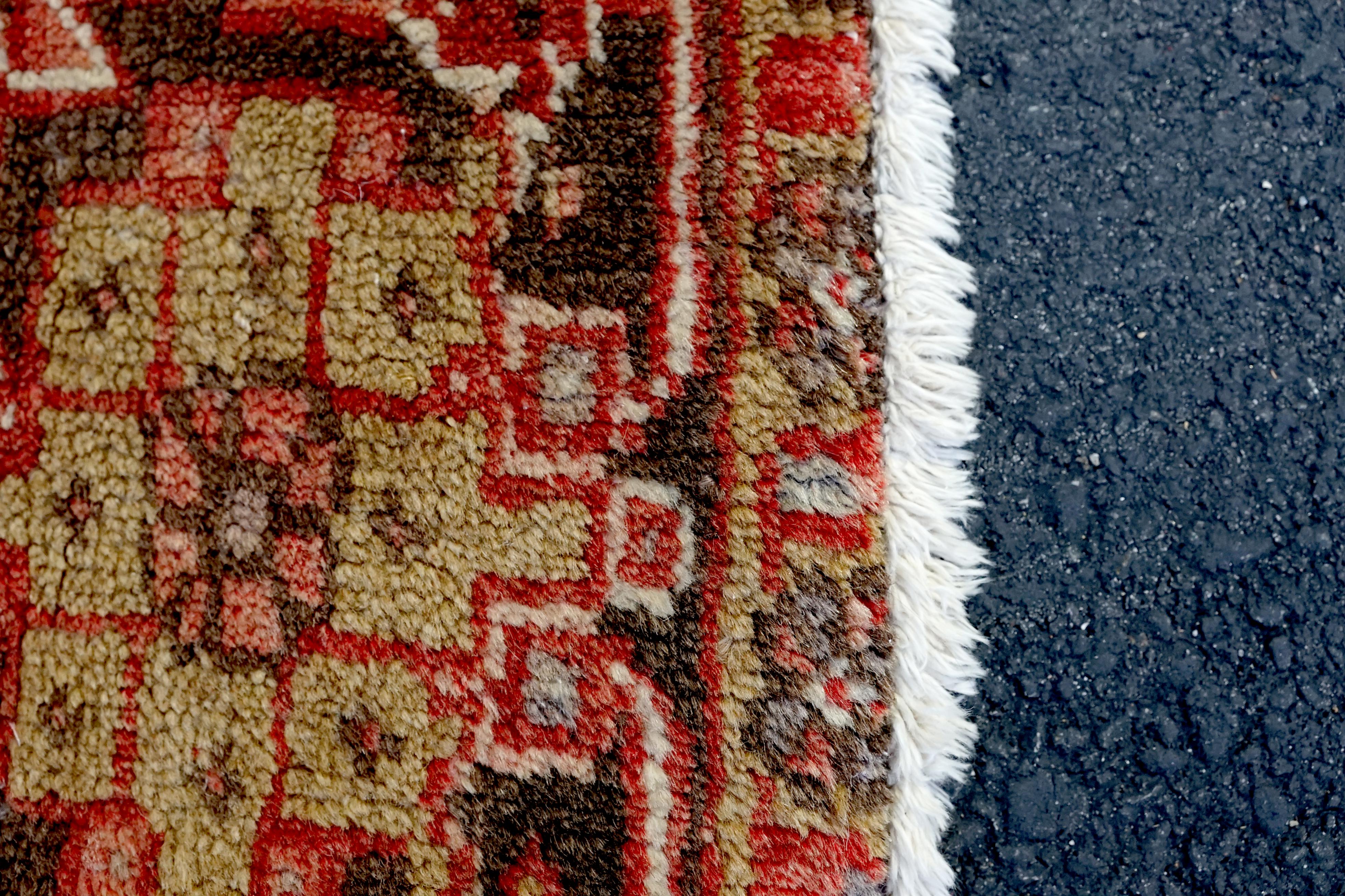 Hand-Crafted 1950s, Persian Heriz Mid-Century Carpet in Red, Blue, Ivory For Sale