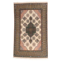 Vintage 1950's Persian Nain Carpet with Traditional Style & Quran Kufic Calligraphy
