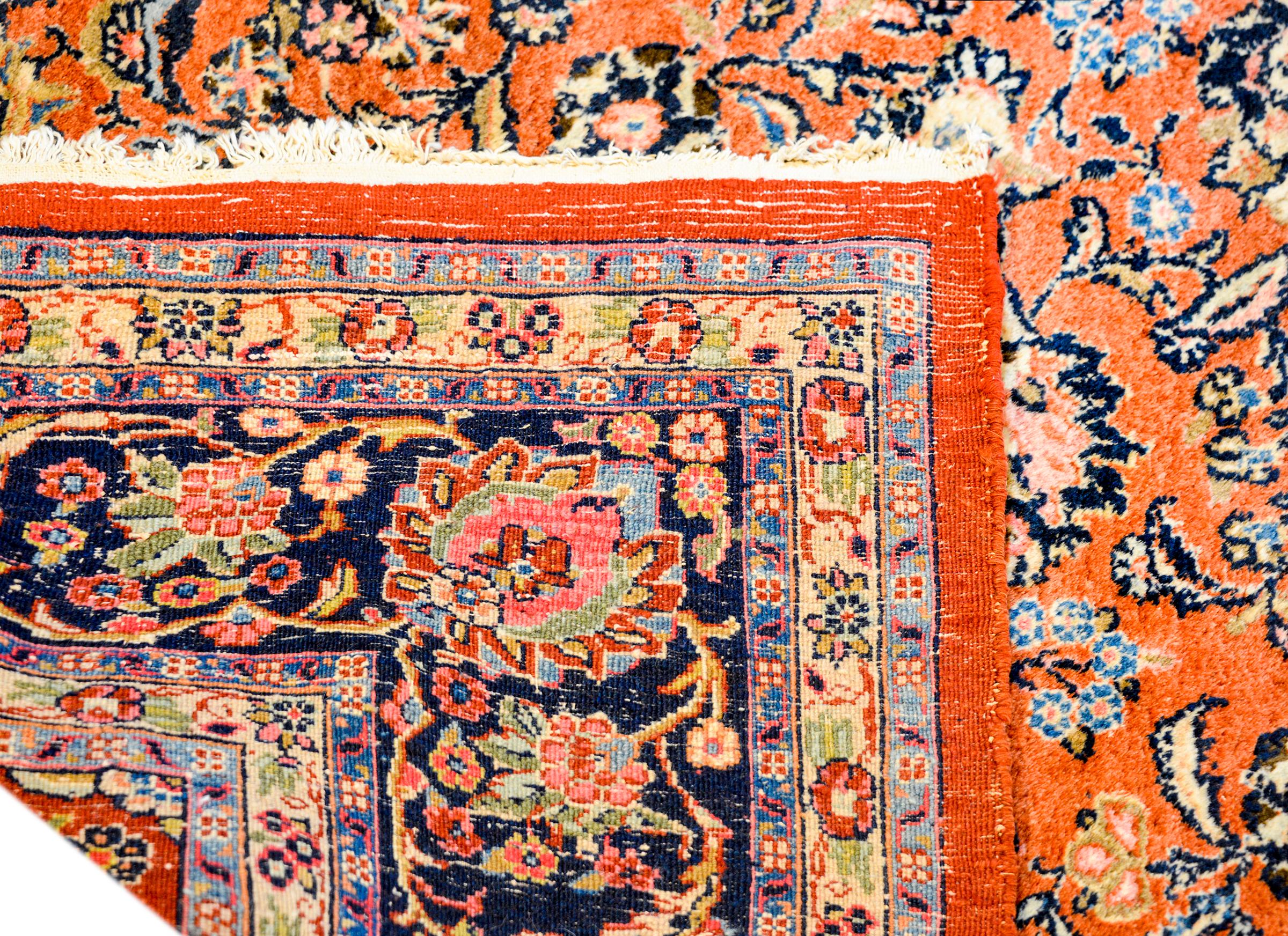 Vegetable Dyed 1950s Persian Qazvin Rug