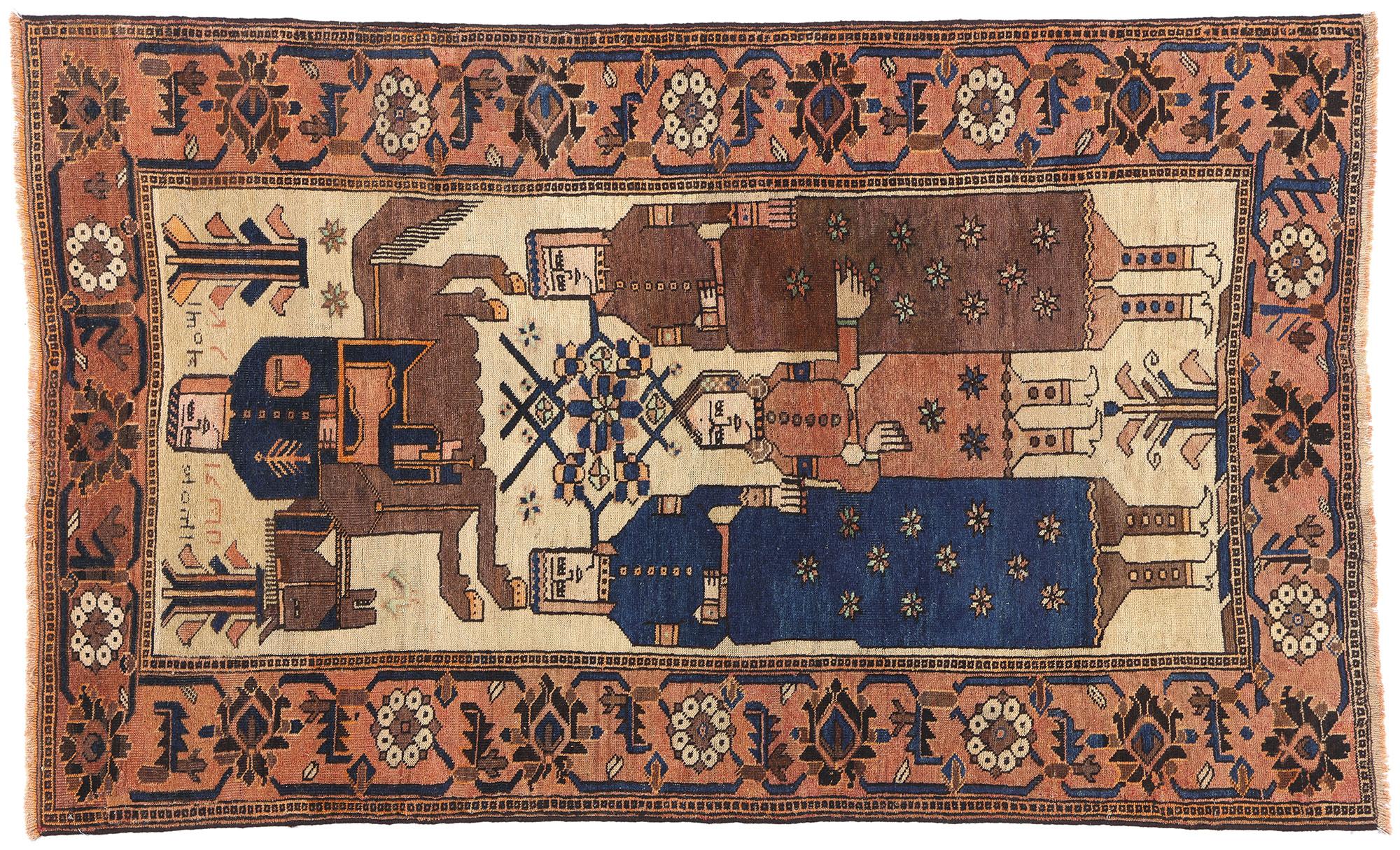1950's Persian Shiraz Pictorial Carpet with Traditional Style For Sale 3