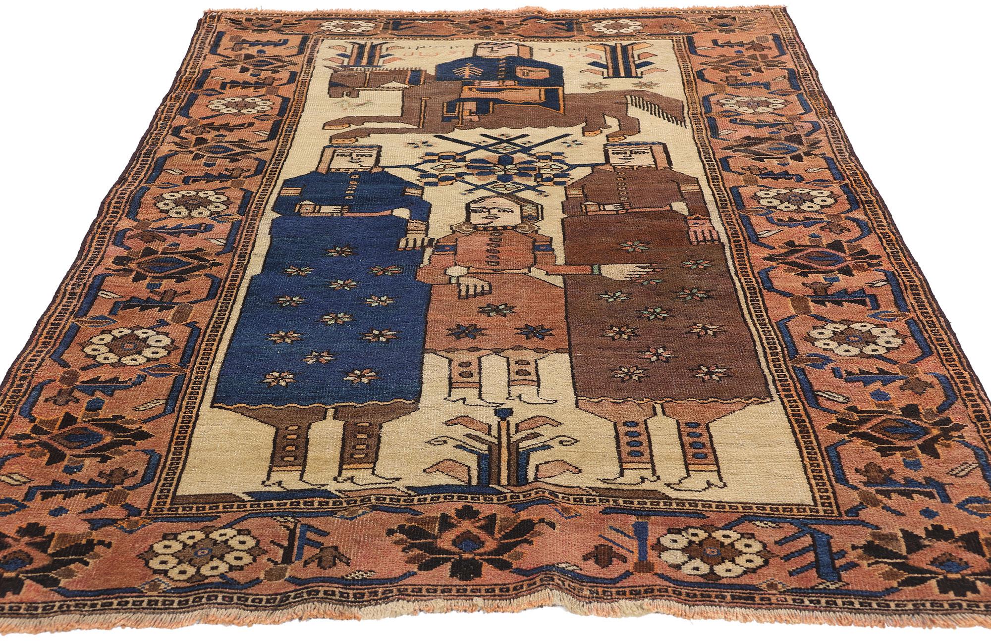 Aesthetic Movement 1950's Persian Shiraz Pictorial Carpet with Traditional Style For Sale