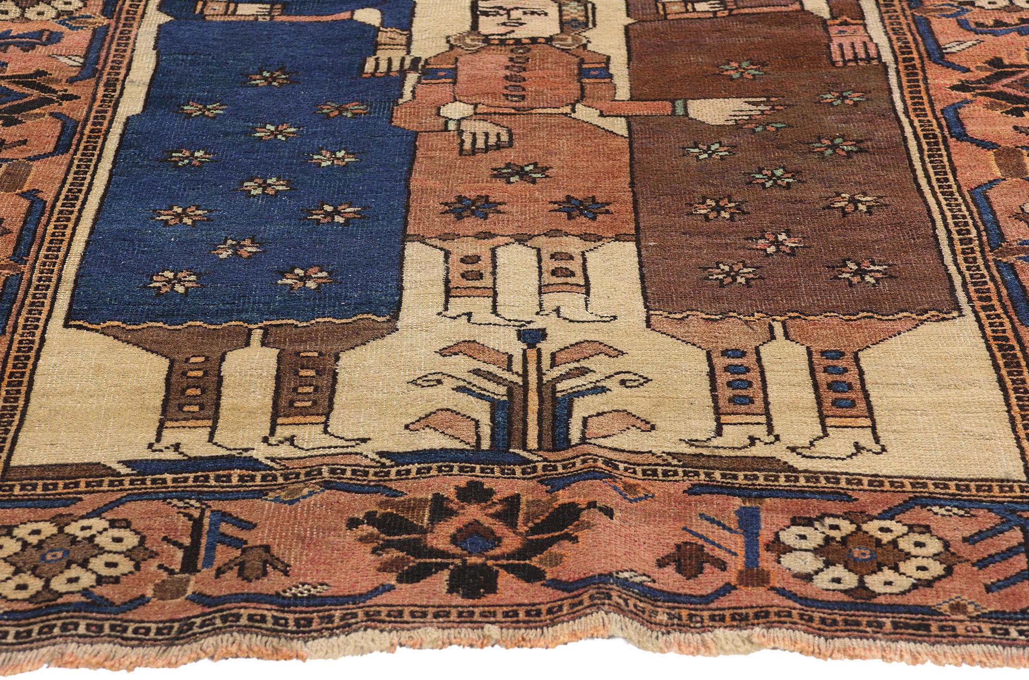 Hand-Knotted 1950's Persian Shiraz Pictorial Carpet with Traditional Style For Sale