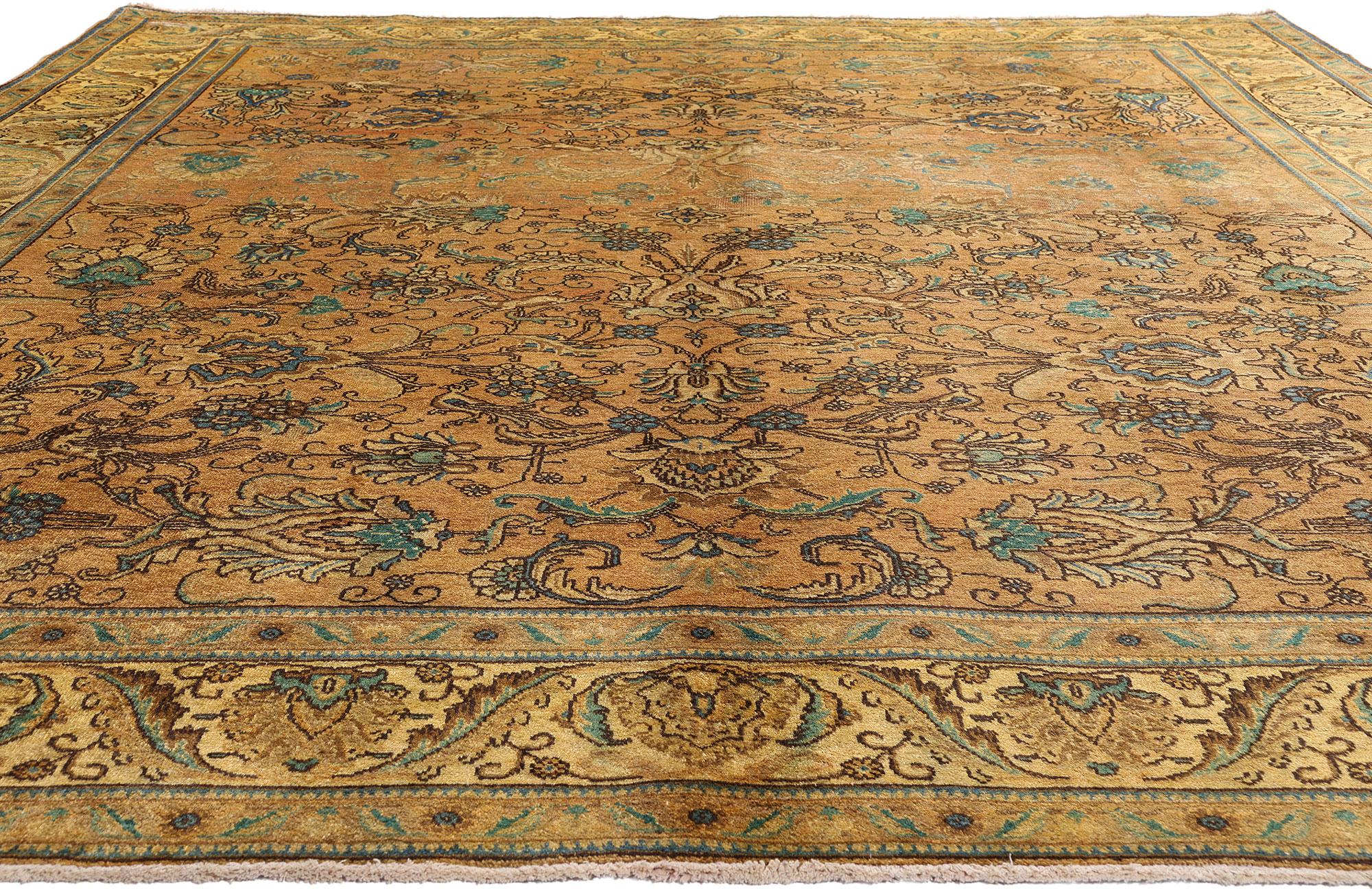 Noué à la main Tapis persan de Tabriz des années 1950, 10'00 x 12'09 en vente