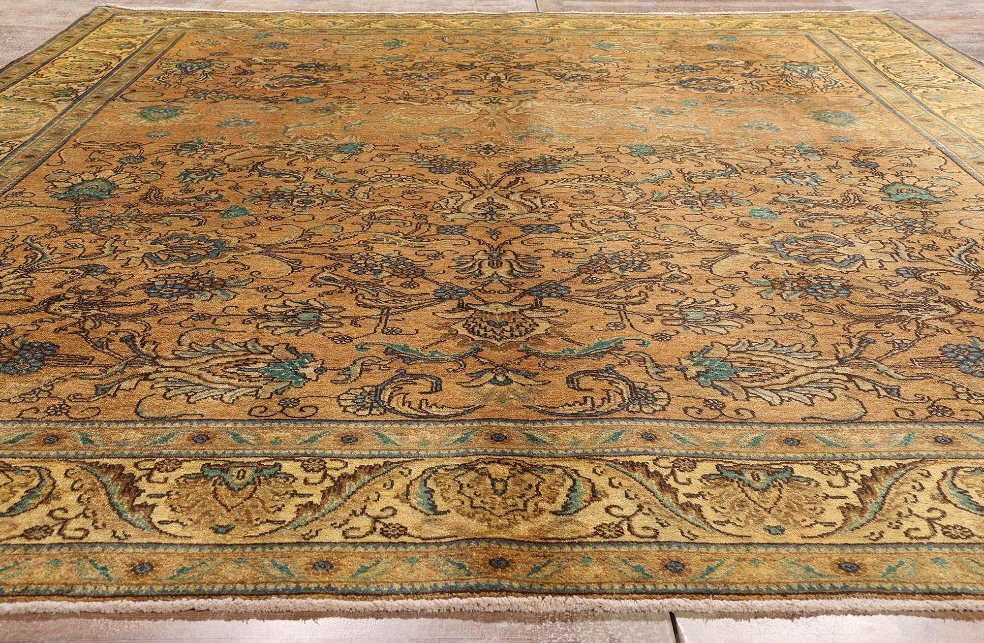 Tapis persan de Tabriz des années 1950, 10'00 x 12'09 Bon état - En vente à Dallas, TX