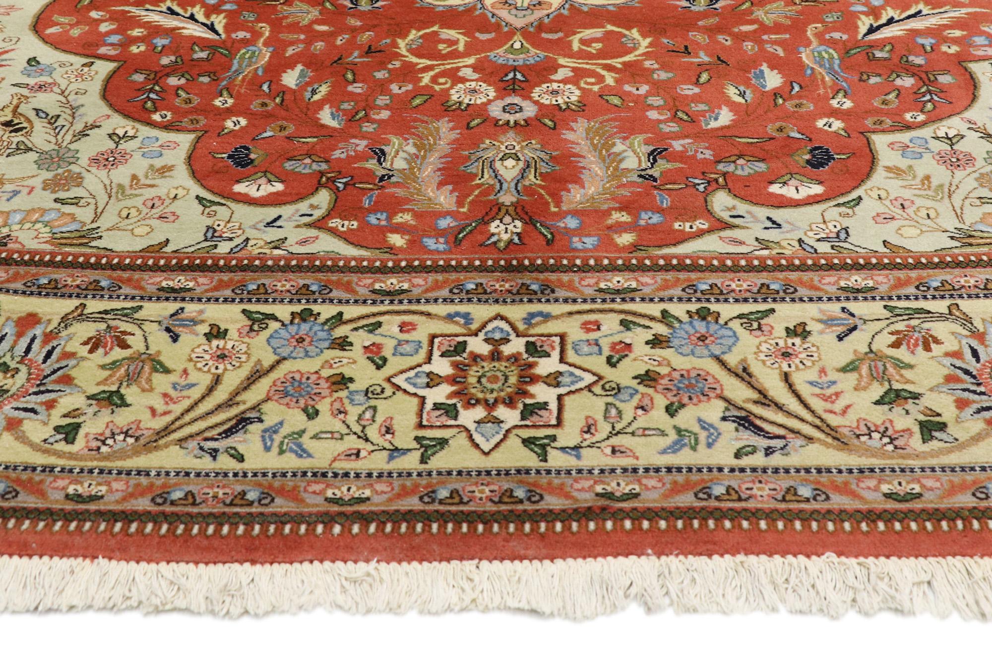 Persischer Tabriz-Jagdteppich aus den 1950er Jahren im modernen Stil (Handgeknüpft) im Angebot