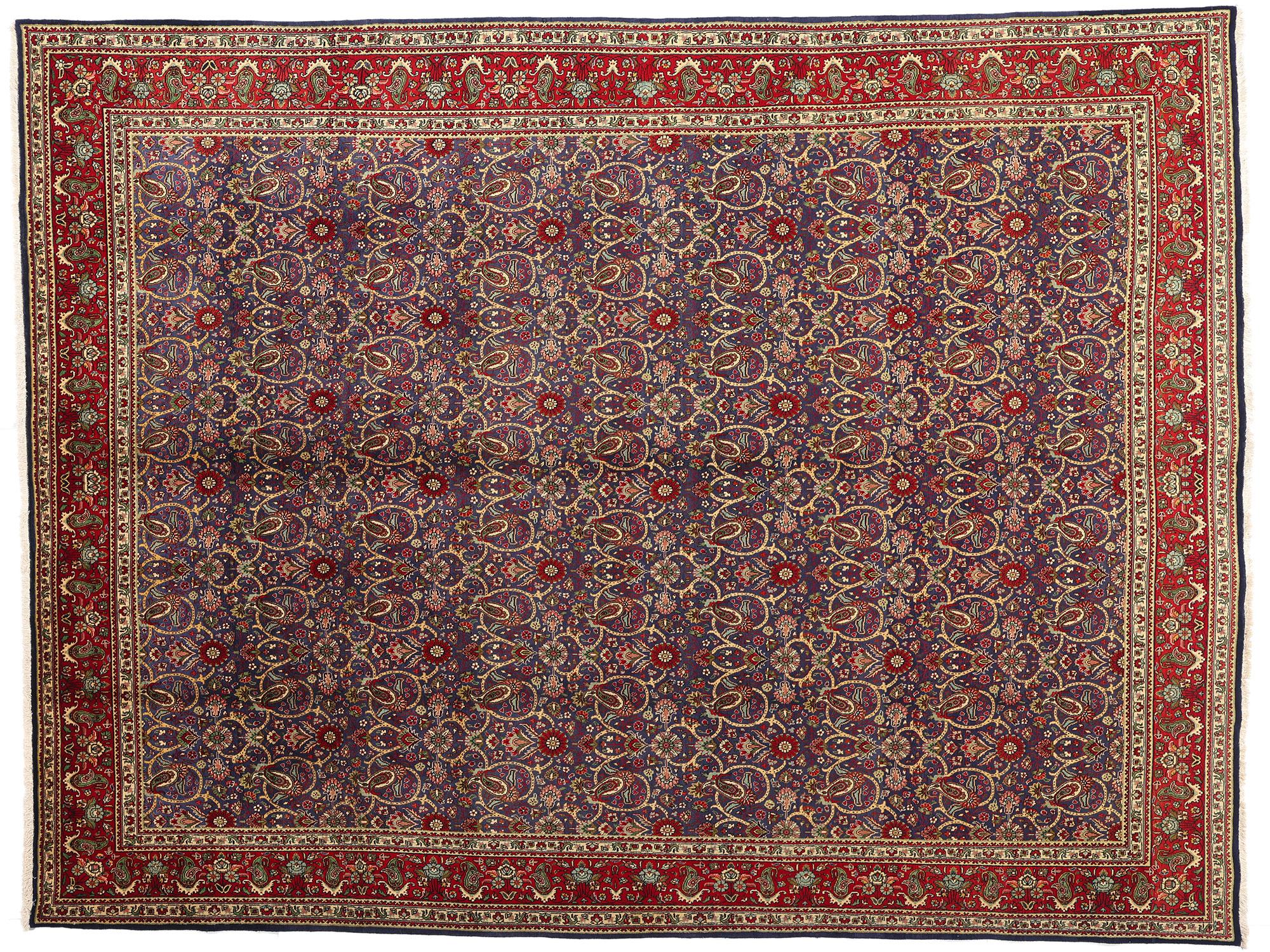 Tappeto persiano Tabriz vintage con stile tradizionale in vendita 4
