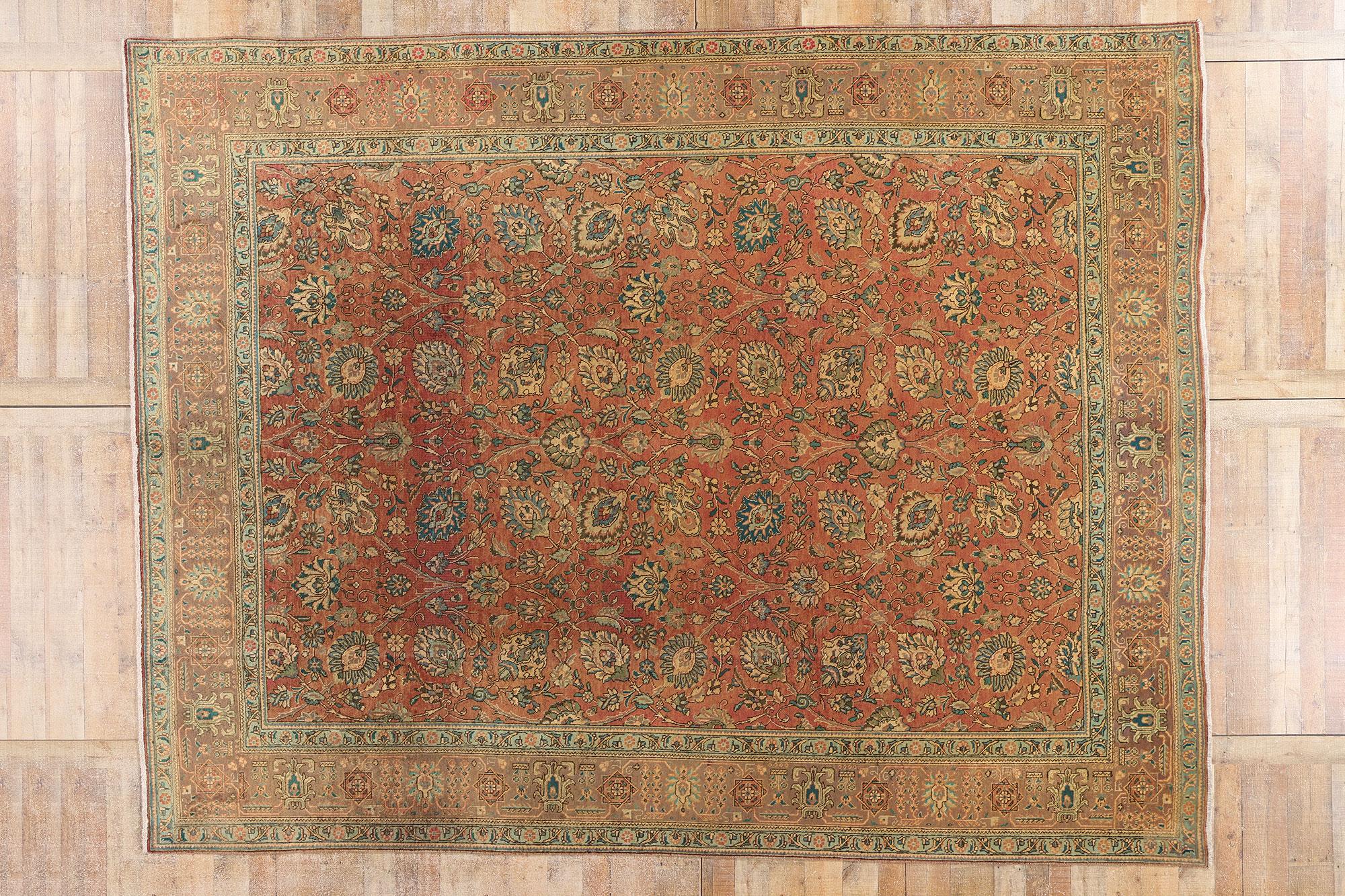 Persischer Täbriz-Teppich im traditionellen Stil, Vintage im Angebot 10