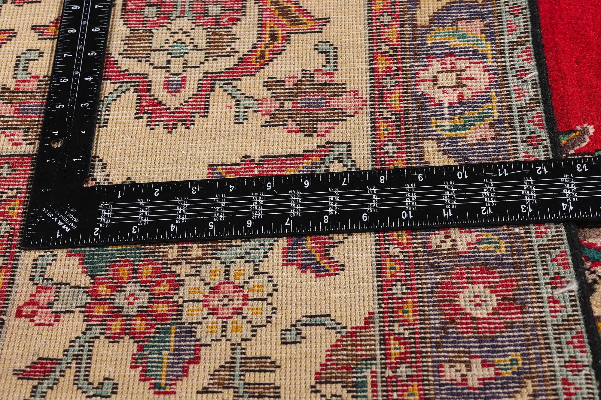Annodato a mano Tappeto persiano vintage Tabriz con stile tradizionale coloniale e federale in vendita