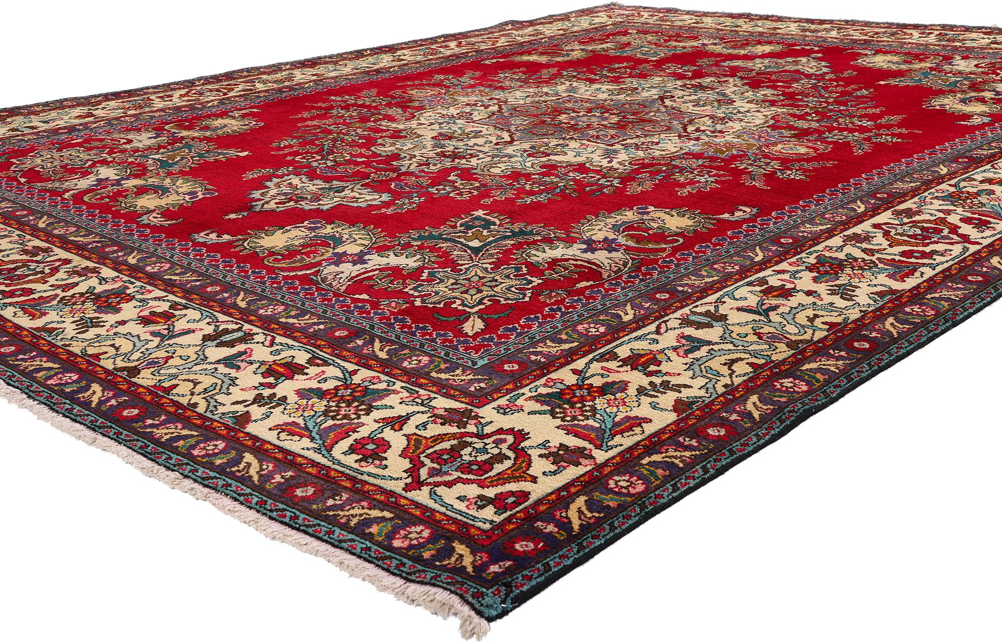 Tappeto persiano vintage Tabriz con stile tradizionale coloniale e federale In condizioni buone in vendita a Dallas, TX