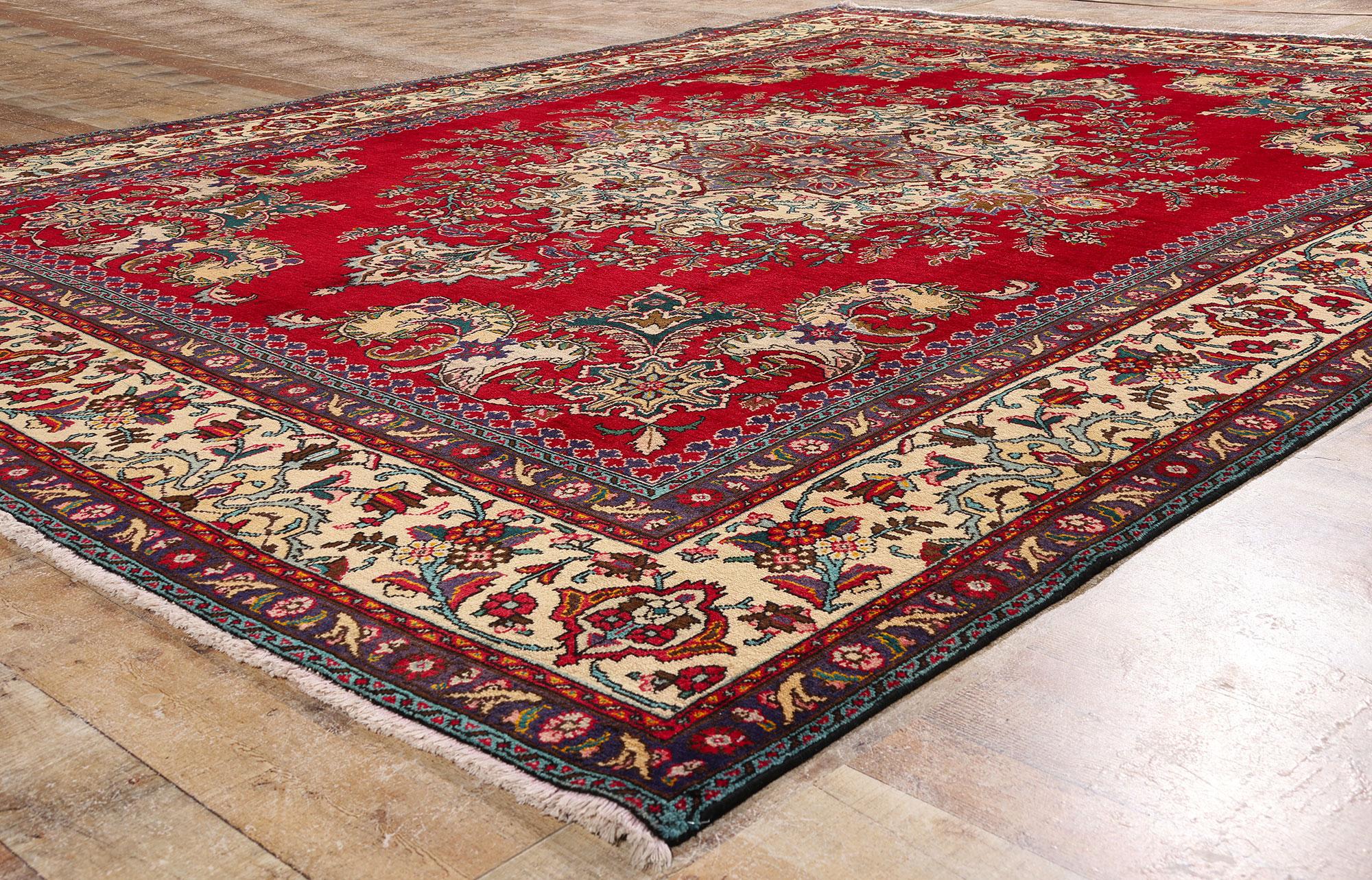 XX secolo Tappeto persiano vintage Tabriz con stile tradizionale coloniale e federale in vendita