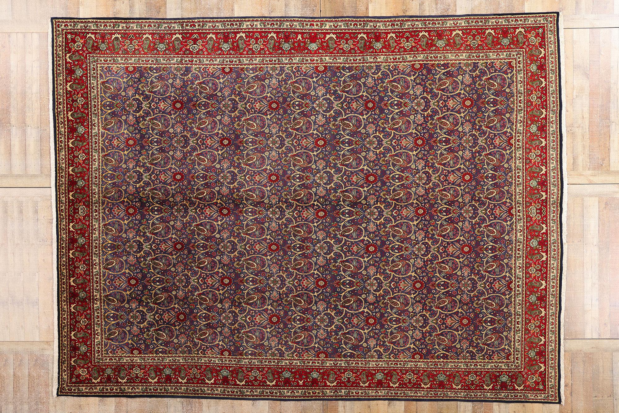 Tappeto persiano Tabriz vintage con stile tradizionale in vendita 3