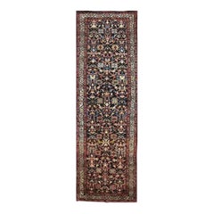 1950s Persian Zanjan Runner Rug, Hand-Knotted Tribal Corridor Rug, 4'2" x 13'10"