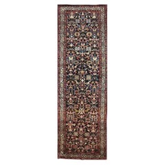 1950s Persian Zanjan Runner Rug, Hand-Knotted Tribal Corridor Rug, 4'2" x 13'10"