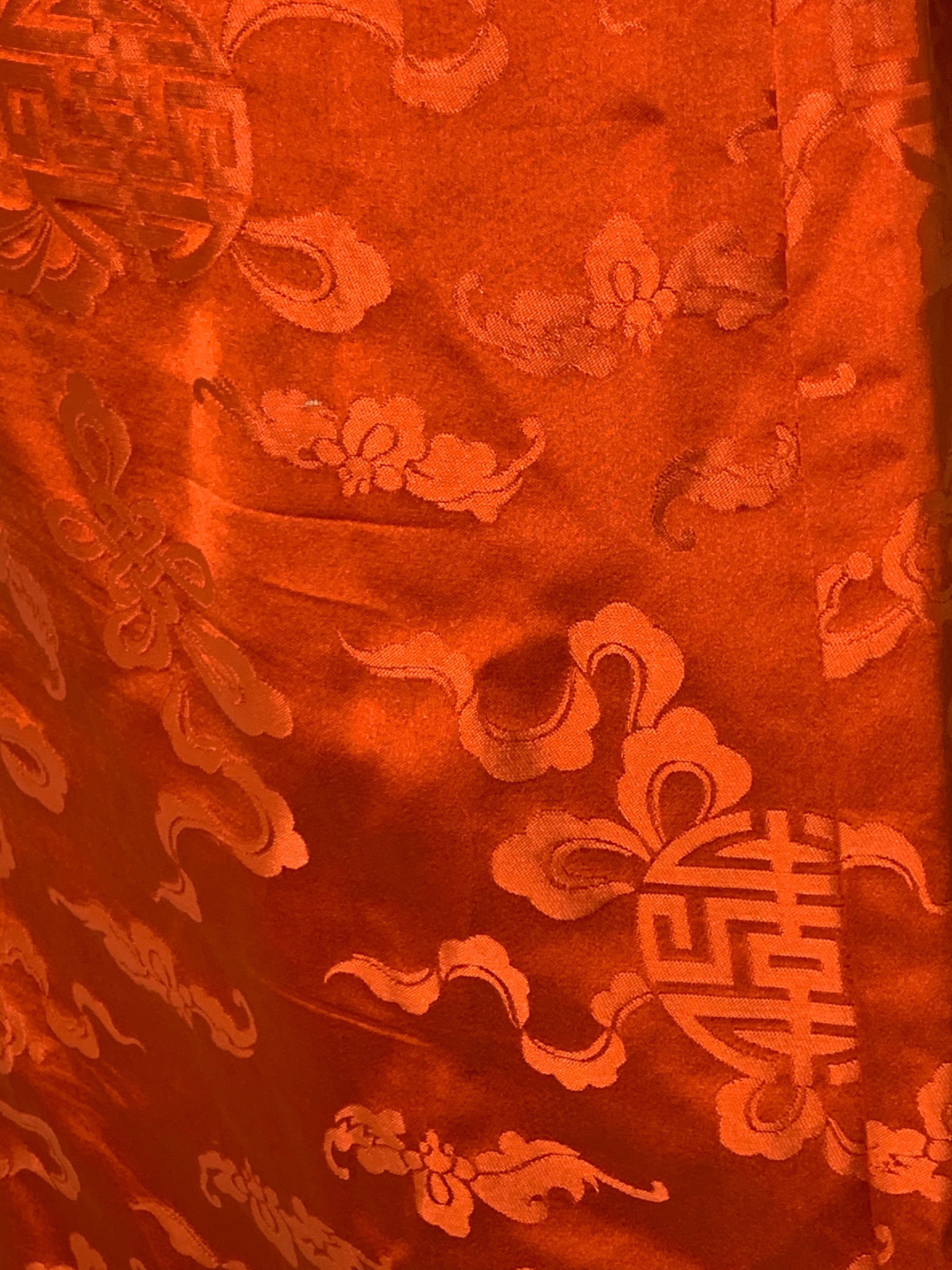 1950s Persimmon Hong Kong Silk Sleeveless Sheath Dress w/ Obi-Inspired Belt In Excellent Condition In Gresham, OR