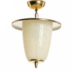 1950s Petit Glass and Metal Mushroom Pendant