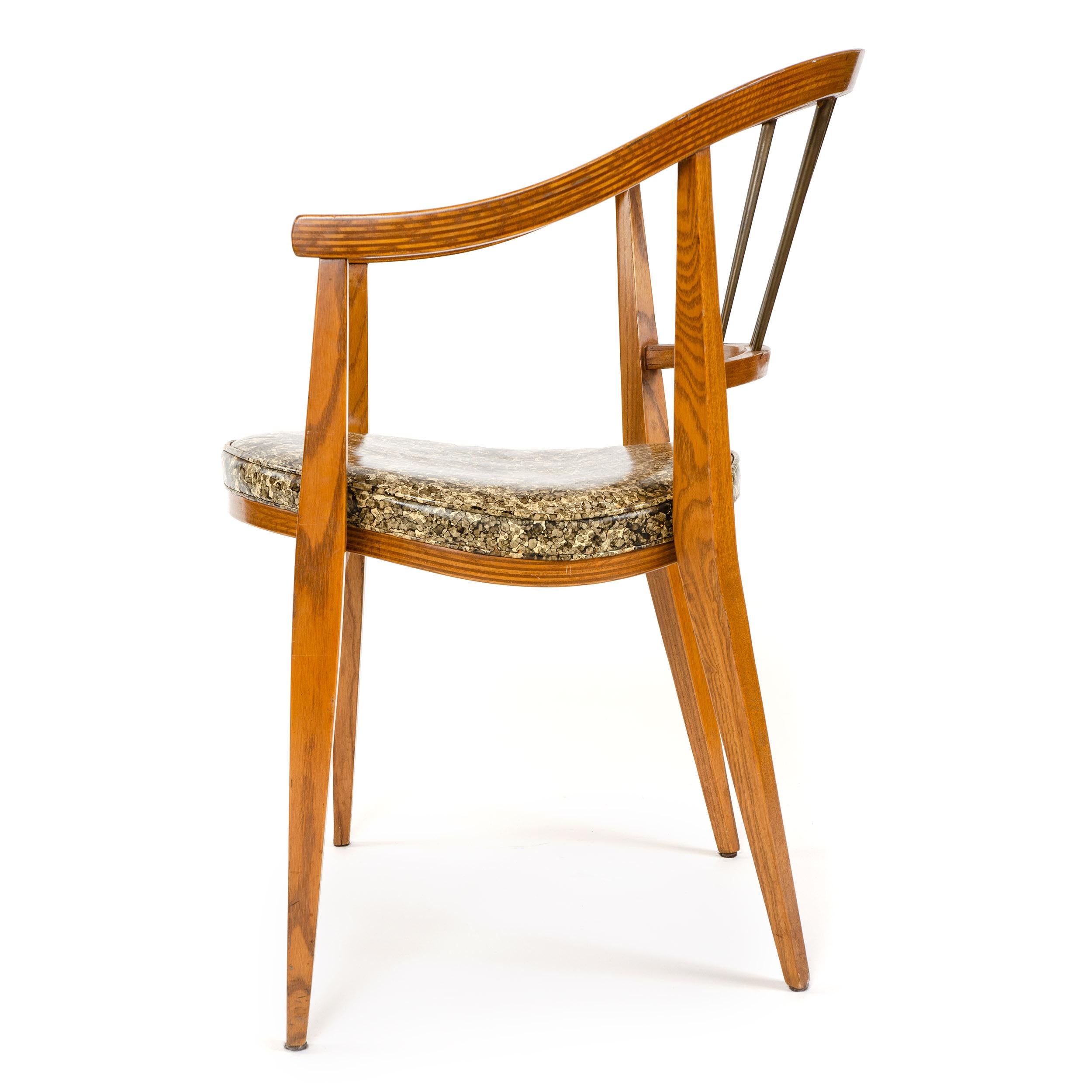 American 1950s Petite Armchair in Oak and Oil Drop Leather by Edward Wormley for Dunbar