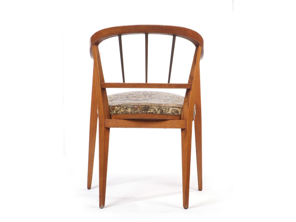 1950s Petite Armchair in Oak and Oil Drop Leather by Edward Wormley for Dunbar In Good Condition In Sagaponack, NY