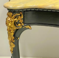 1950s Petite French Regency Style Ebonized and Gilt Bureau Plat or Side Table