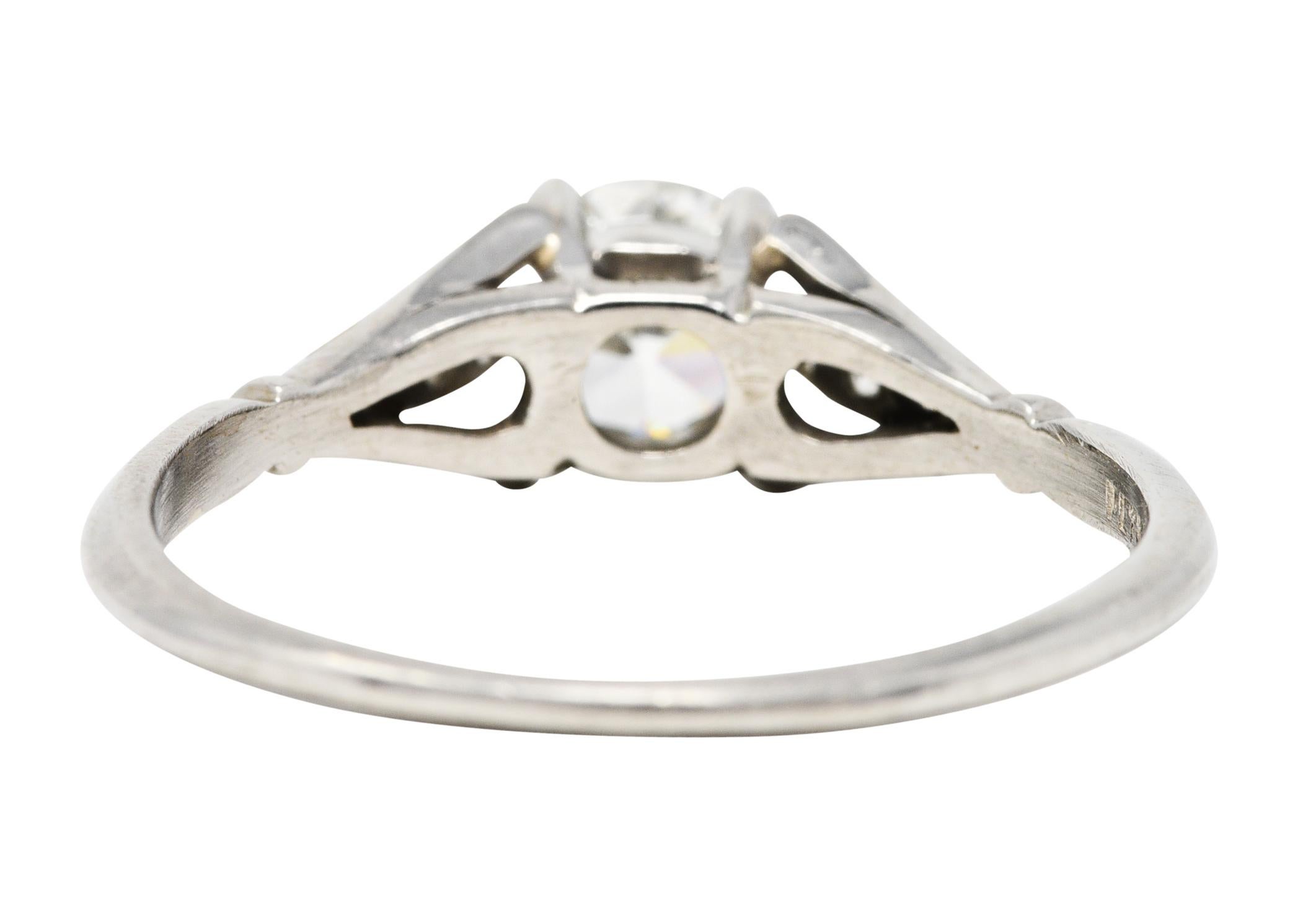 Retro 1950's Petri 0.75 Carat Diamond 18 Karat White Gold Engagement Ring