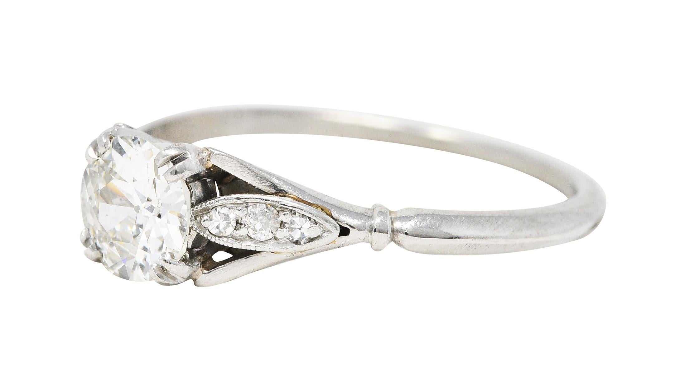 1950's Petri 0.75 Carat Diamond 18 Karat White Gold Engagement Ring In Excellent Condition In Philadelphia, PA