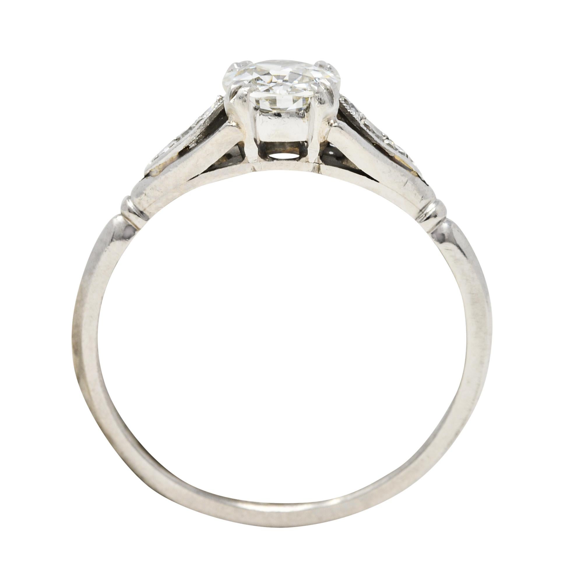 1950's Petri 0.75 Carat Diamond 18 Karat White Gold Engagement Ring 1