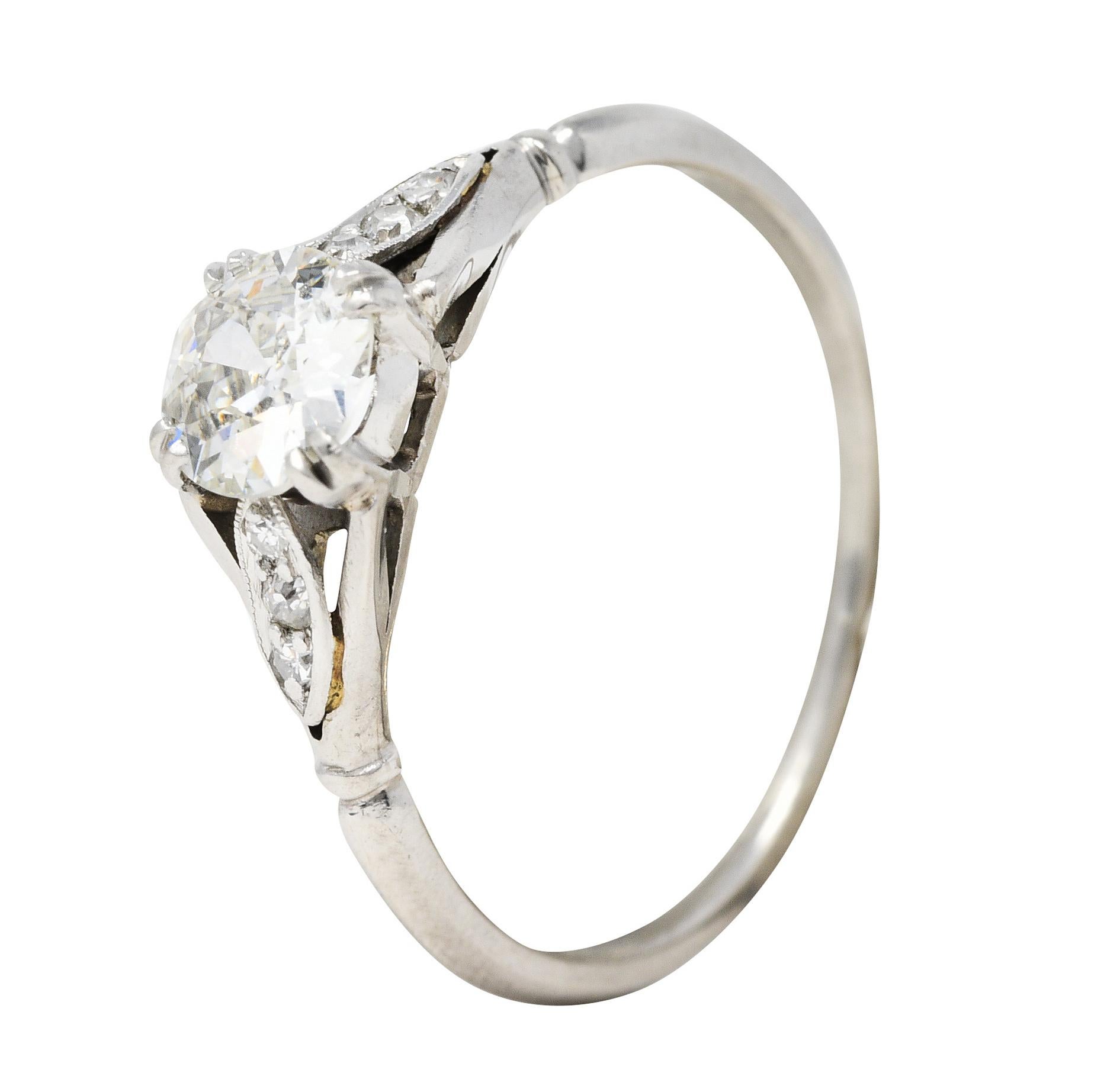 1950's Petri 0.75 Carat Diamond 18 Karat White Gold Engagement Ring 2