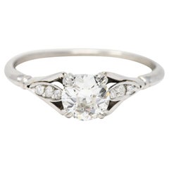 1950's Petri 0.75 Carat Diamond 18 Karat White Gold Engagement Ring