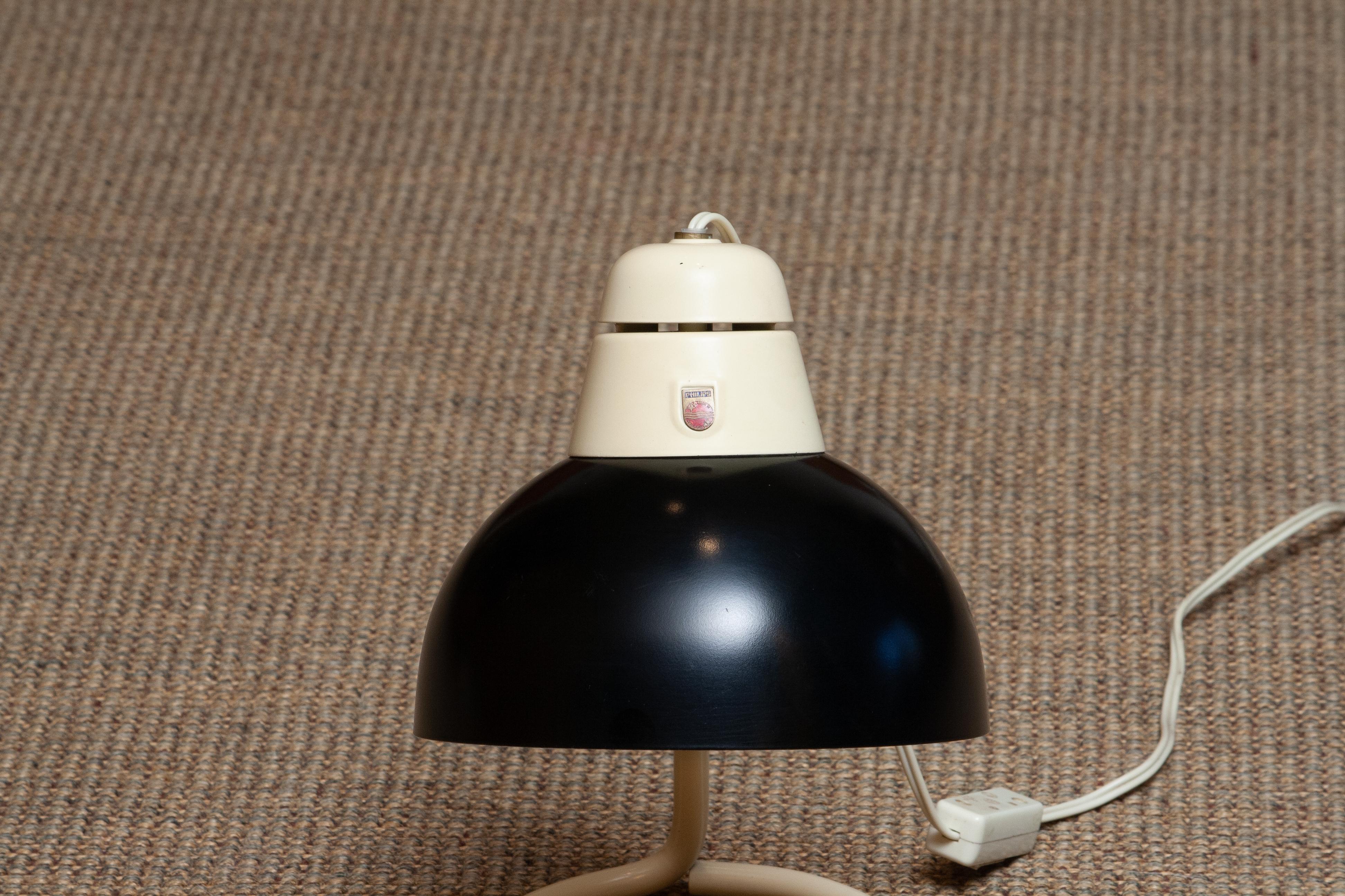 1950s, Philips Metal Desk or Table Lamp in Off-White and Black 2