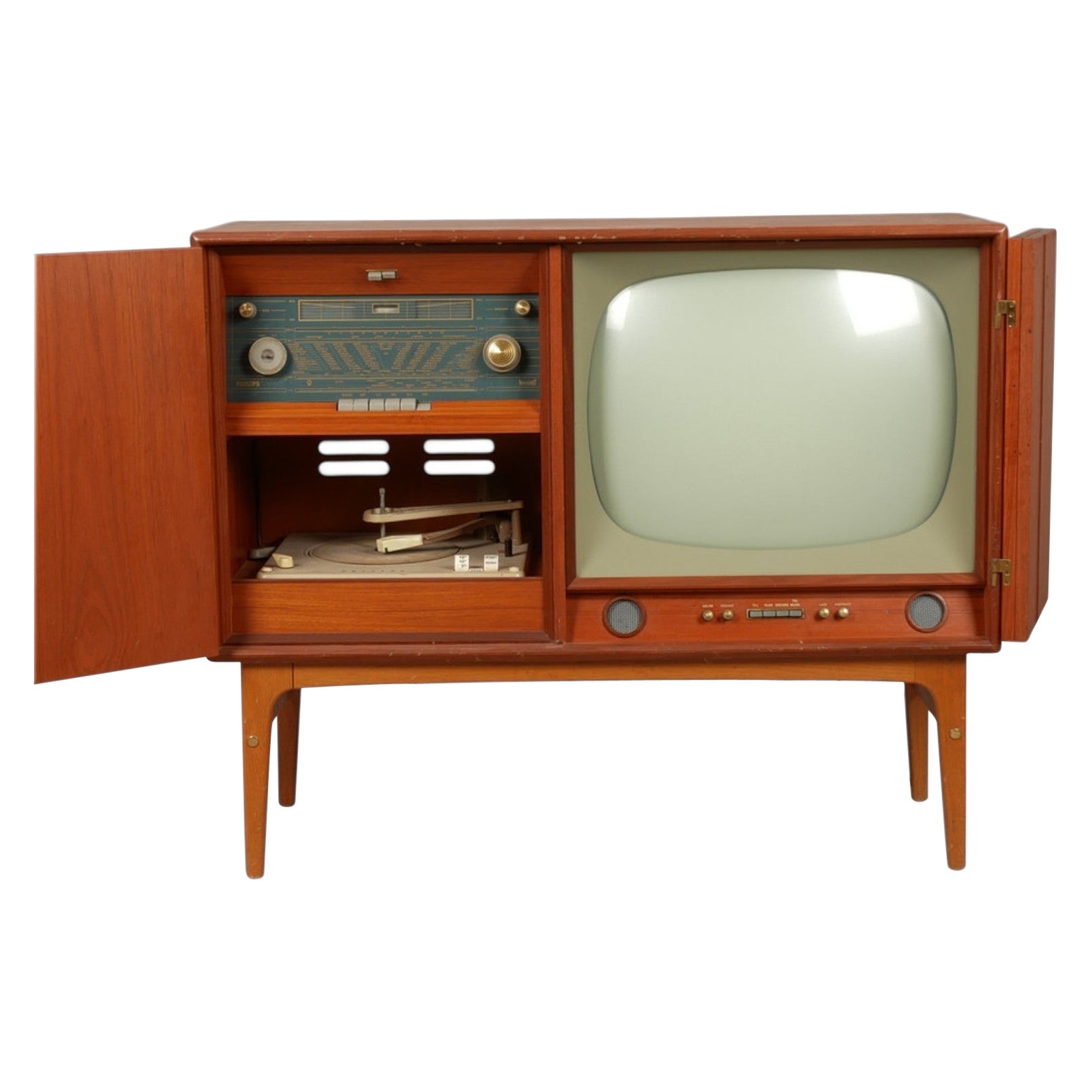 1950s Philips Radio / Tv / Record Player in Teak For Sale