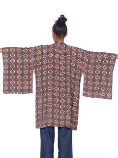 1950'S  Phoenix Print Japanese Silk Kimono