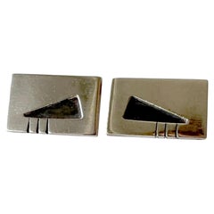 1950s Phyllis Sklar American Modernist Sterling Silver Cufflinks