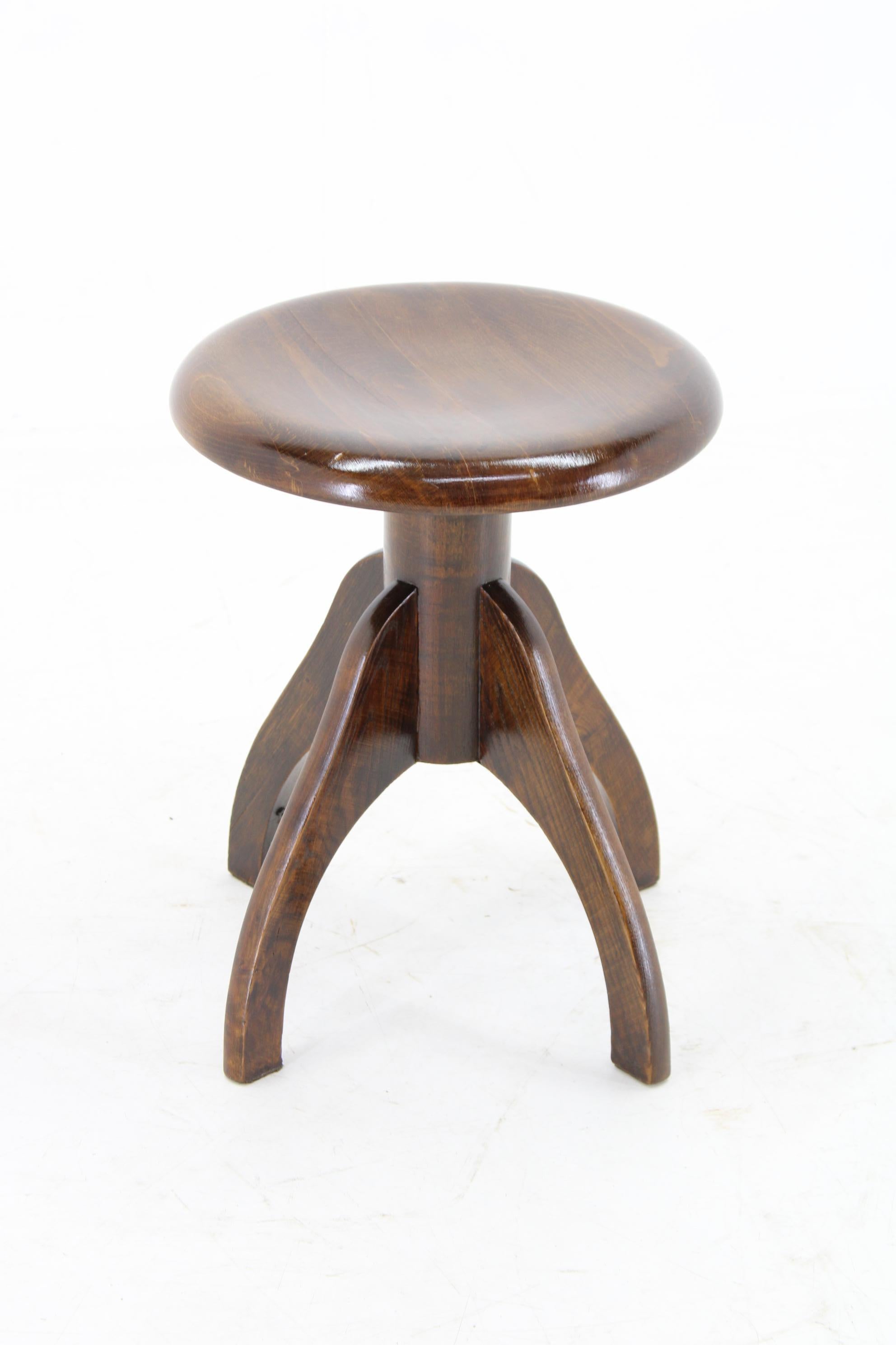 Stained 1950s Piano Swivel Stool , Czechoslovakia