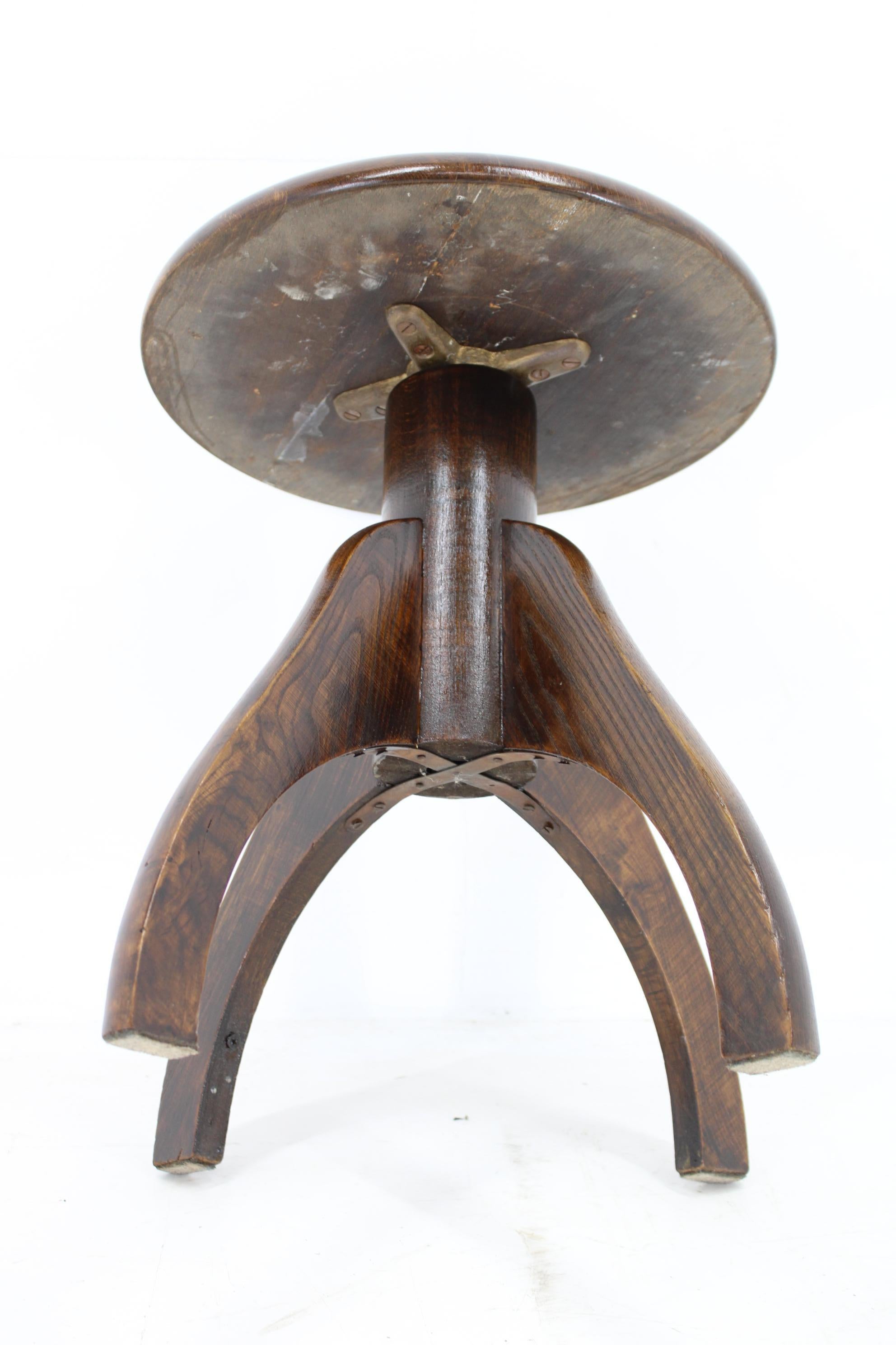 1950s Piano Swivel Stool , Czechoslovakia 1
