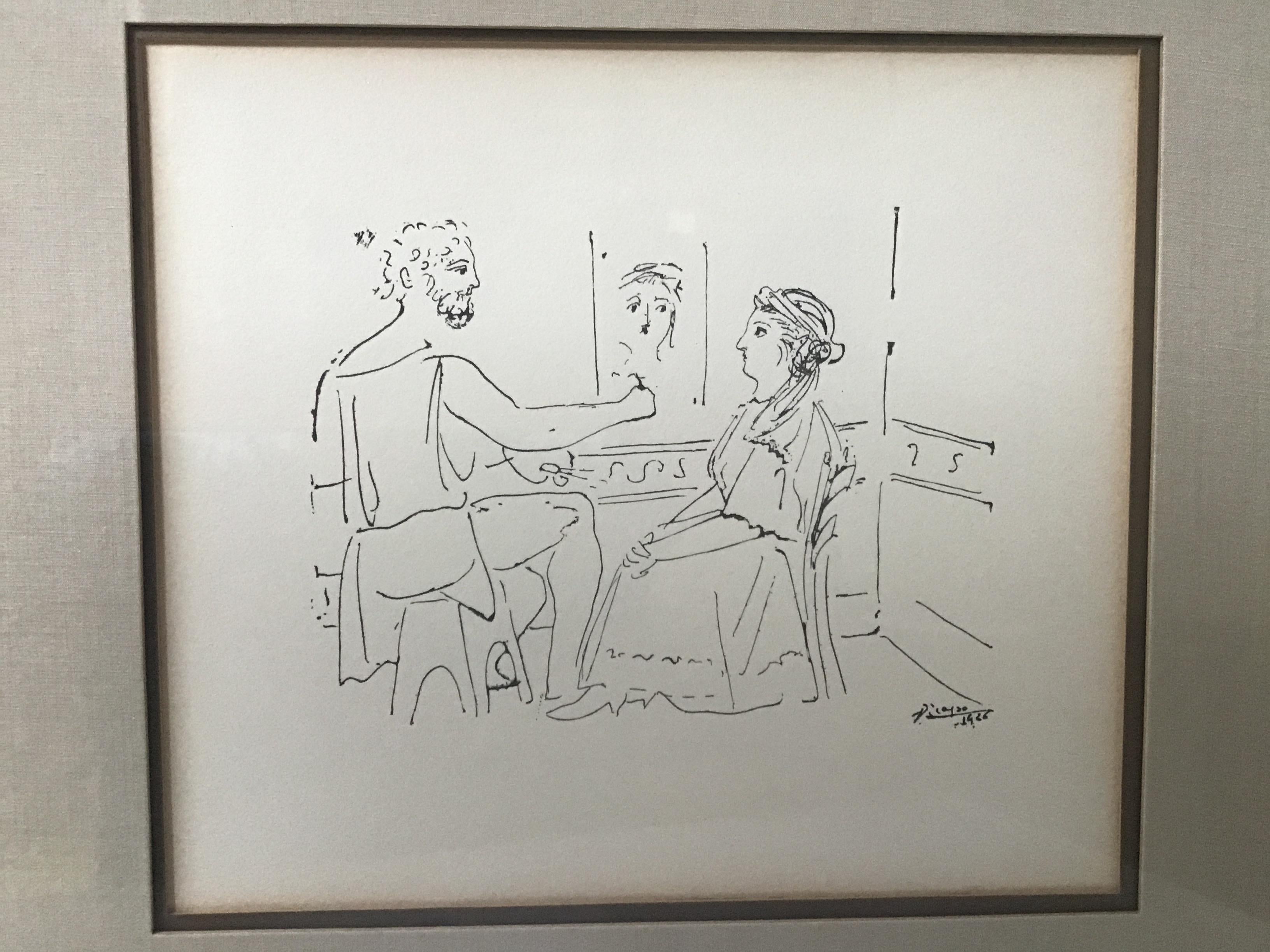 1950er Picasso Holzschnitt La Pose Du Modele im Zustand „Gut“ in Tarrytown, NY