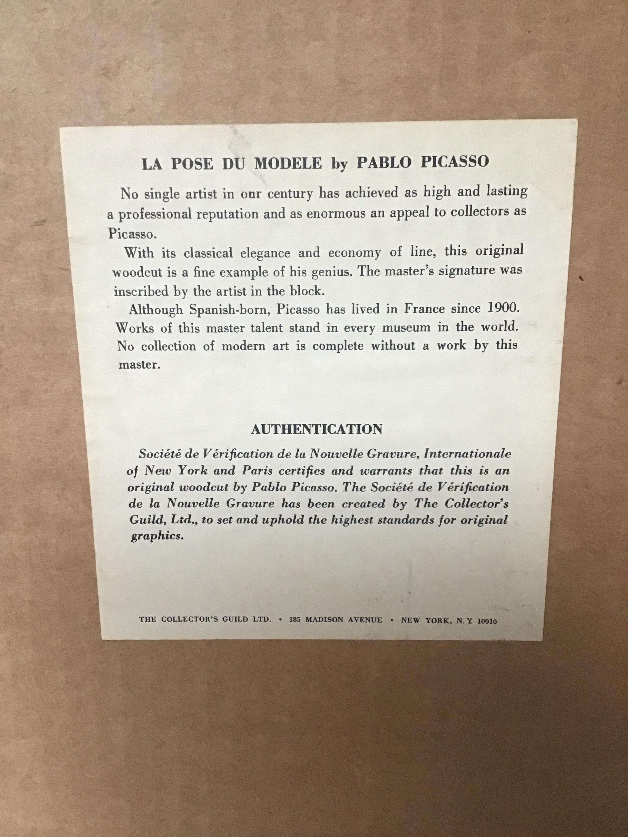 1950er Picasso Holzschnitt La Pose Du Modele 2