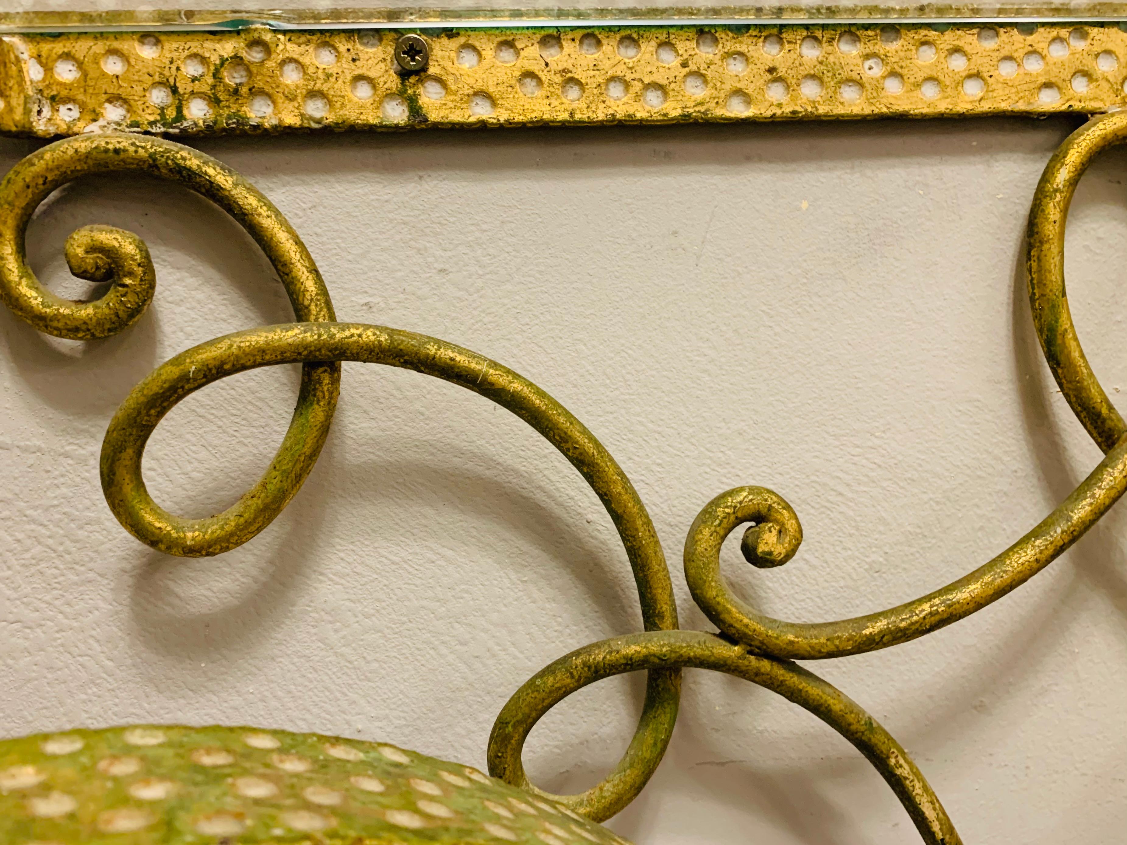 1950s Pier Luigi Colli Golden with Spotted Detail Wrought Iron Console Table 3