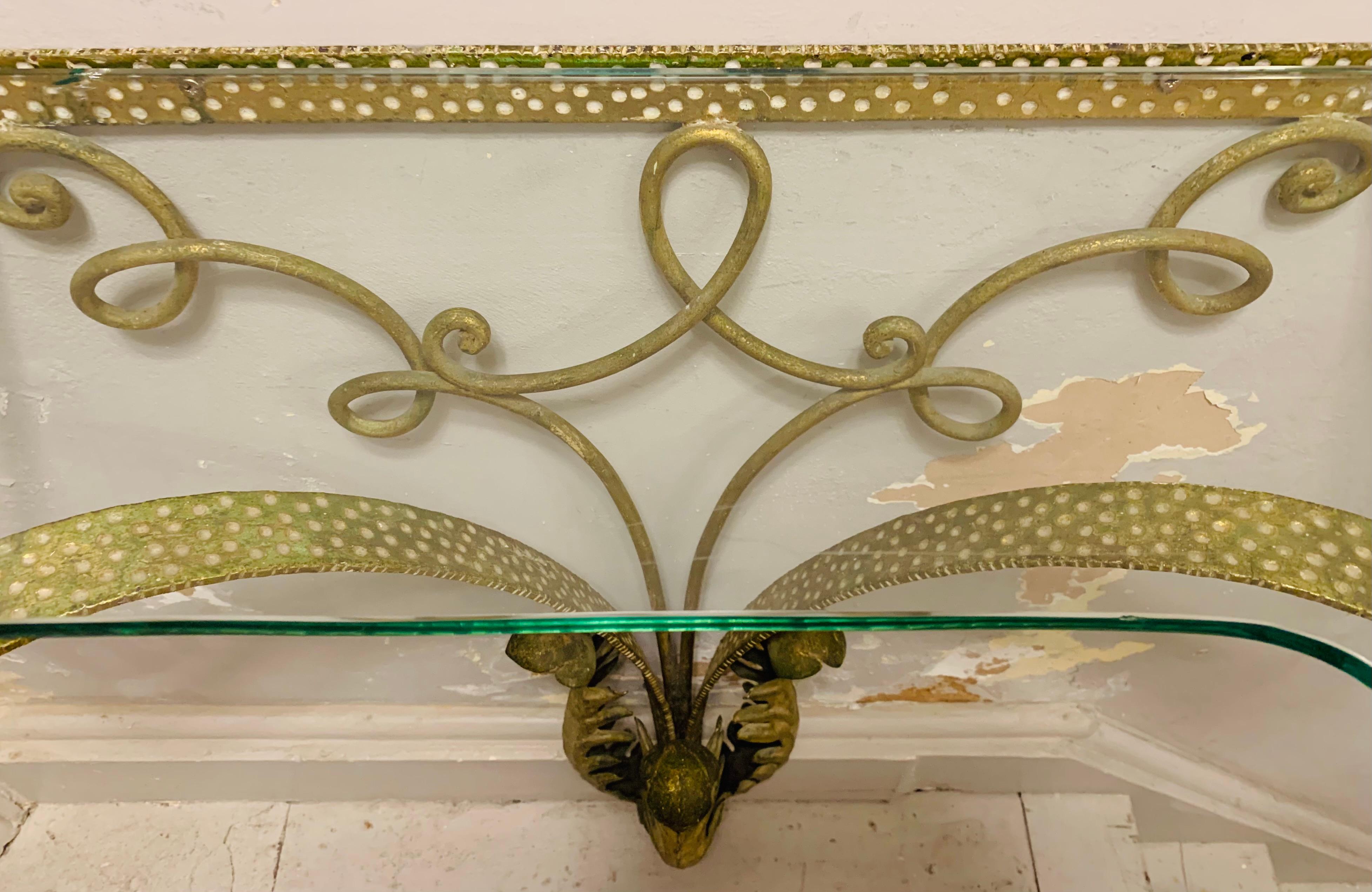 1950s Pier Luigi Colli Golden with Spotted Detail Wrought Iron Console Table 6