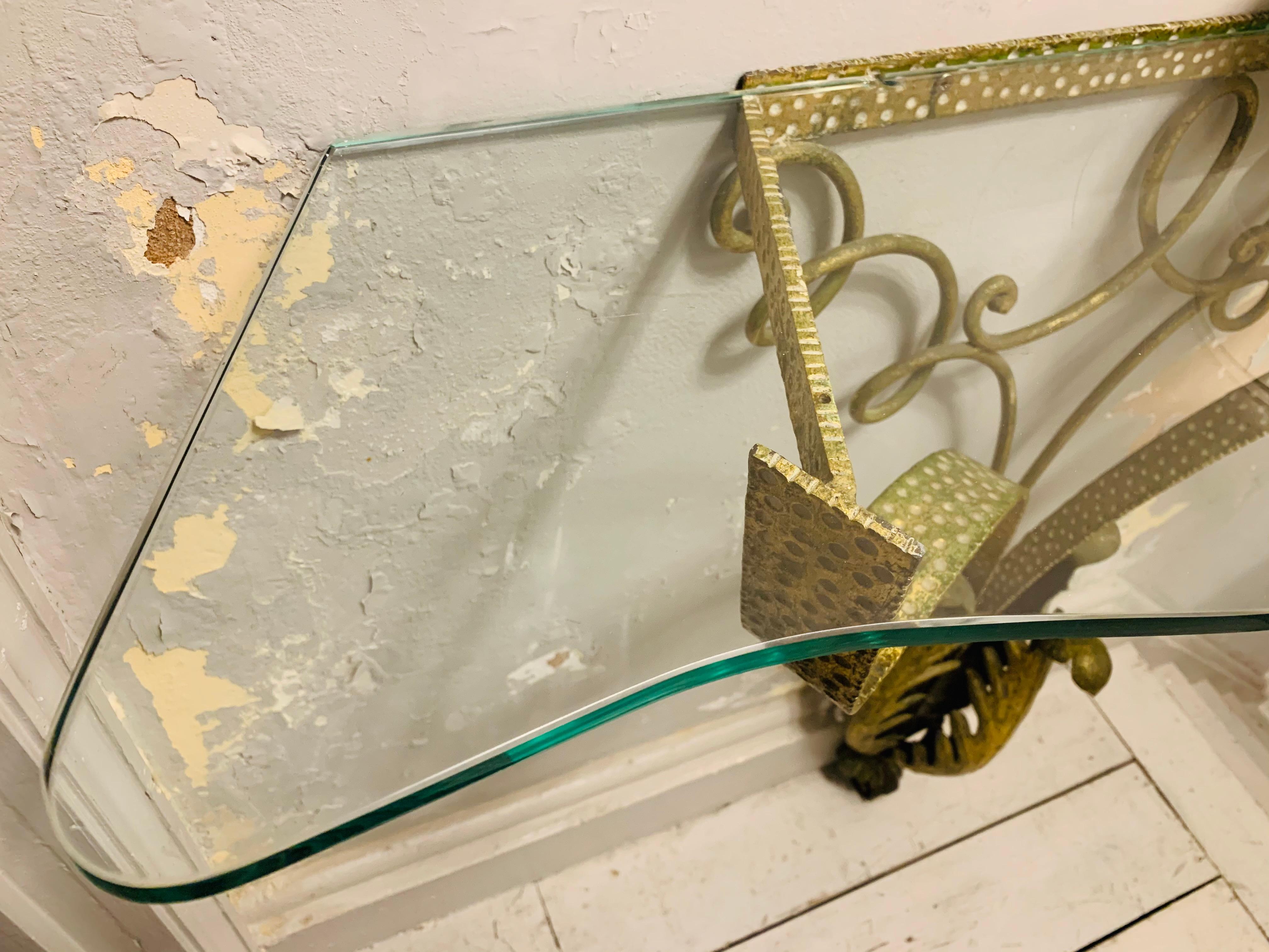 1950s Pier Luigi Colli Golden with Spotted Detail Wrought Iron Console Table 9