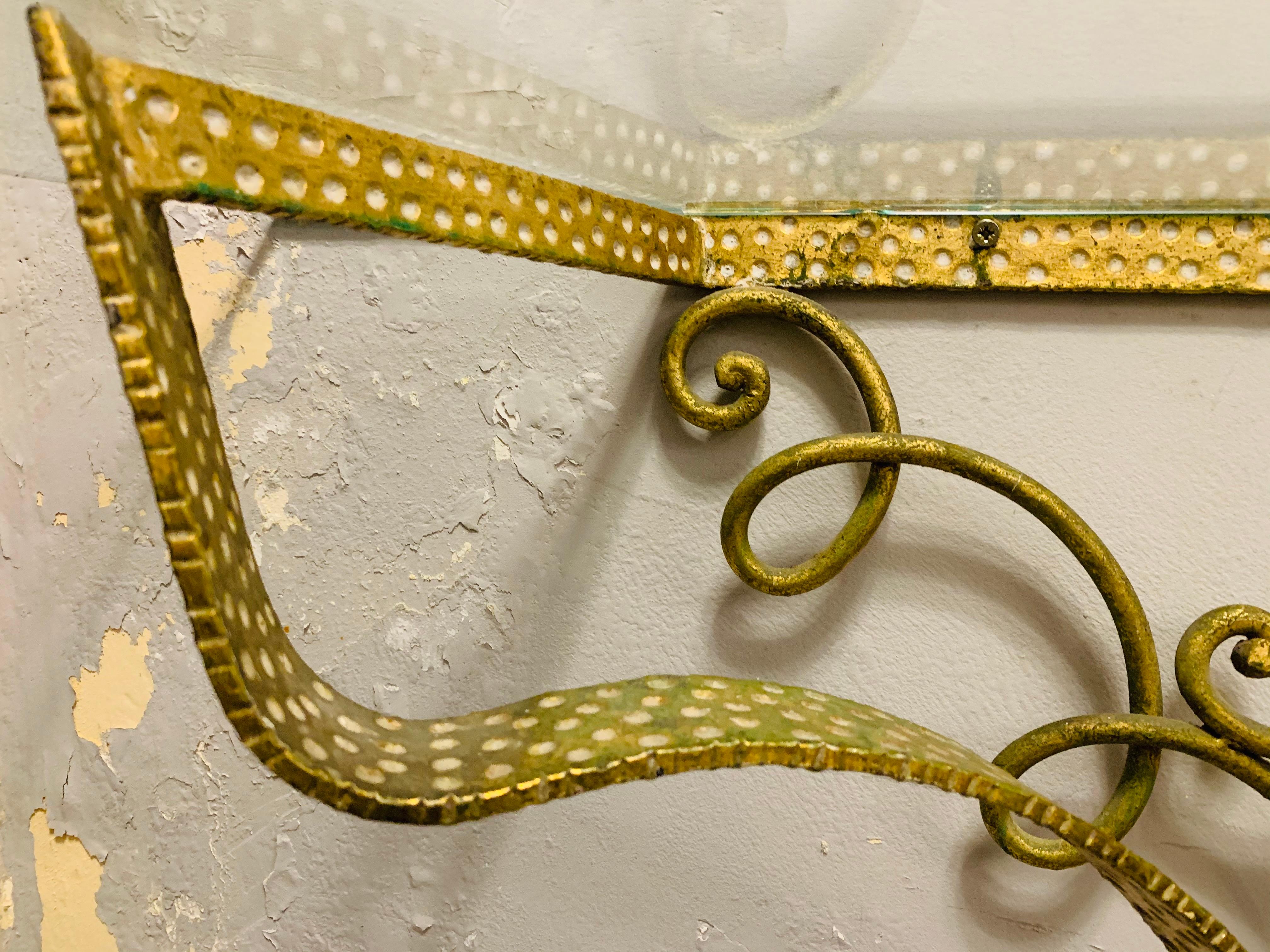 1950s Pier Luigi Colli Golden with Spotted Detail Wrought Iron Console Table 2