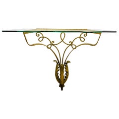 1950s Pier Luigi Colli Golden with Spotted Detail Wrought Iron Console Table